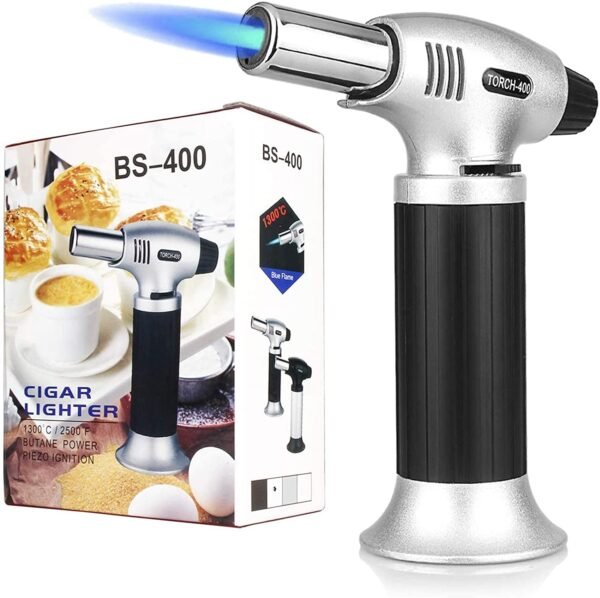 Culinary Butane Torch, Professional Cooking Torch Lighter Butane Refillable, Adjustable Flame, Safety Lock for Baking, BBQ, Creme Brule, Heat Shrinking Tubing and Soldering (Butane Gas Not Included)