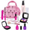 Syenll Pretend Makeup Kit for Girls, 12 Pcs Washable Fake Makeup Set with Cosmetic Bag for 3, 4, 5, 6, 7, 8 Year Old Girls Birthday Gifts
