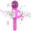 Kids Bluetooth Microphone, Wireless Karaoke Microphone with Flashing Light, Portable Handheld Mic Speaker for Singing, Microphone Toy for Kids Adults (Pink)