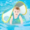 Baby Pool Float with Sun Canopy, Inflatable Swimming Pool Toy with Sponge Safety Bottom Support, Toddler Infant Floaties Water Toys, Blue