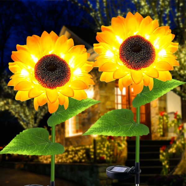 2 Pack Sunflower Solar Lights, Outdoor Decorative LED Solar Garden Lights for Landscape Patio Lawn Yard Decoration