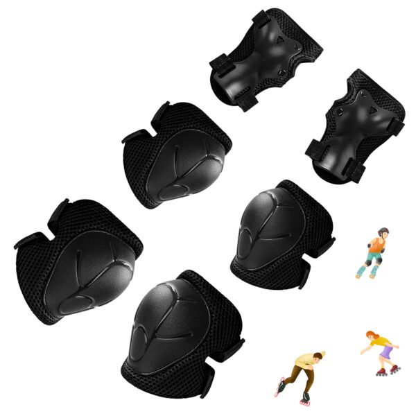 Kids Protective Gear for 3-8 Years Toddlers, Knee Elbow Pads with Wrist 3 in 1 Sports Gear Set for Bike, Cycling, Skateboard, Black