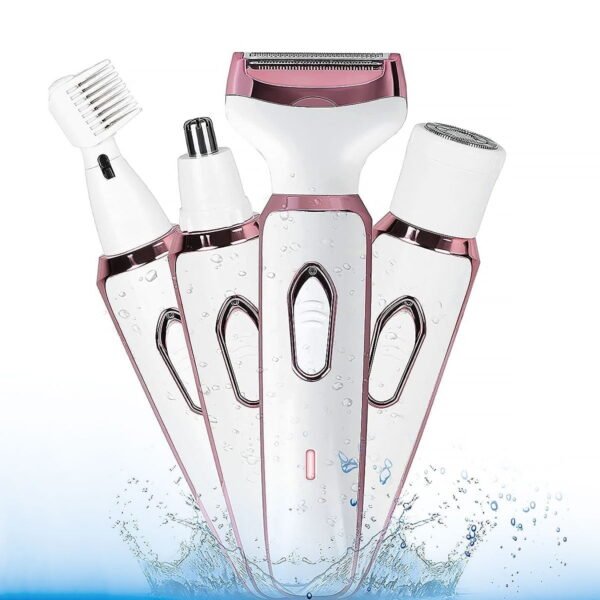 RNKR Painless 4-in-1 Women's Shaver - No Irritation Bikini Trimmer & Body Razor, Cordless for Travel, Hypoallergenic Wet/Dry Use, USB Rechargeable