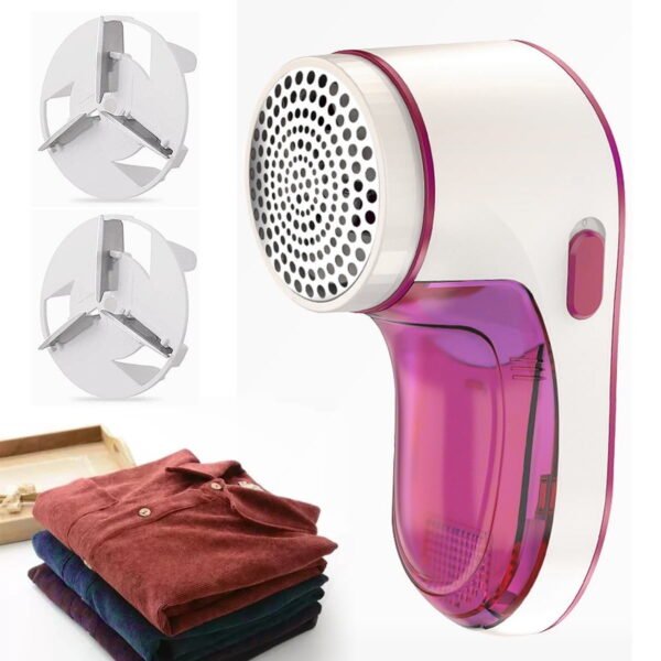 TiokMc Electric Lint Remover, USB Rechargeable Fabric Shaver for Clothes, Cordless Sweater Defuzzer with 3 Stainless Steel Blades, Portable Bobble & Fuzz Remover, Red