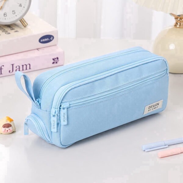 RNKR Large Capacity Pencil Case, Multi Compartment Canvas with Dual Zipper, Portable Pen Bag for School Office College Travel