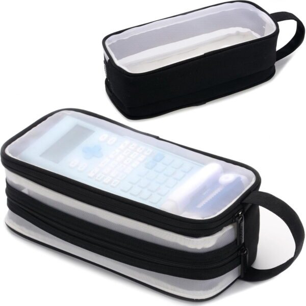 RNKR Mesh Pencil Pouch Clear Large Capacity Pencil Case with Zipper, Aesthetic Pen Bag Organizer for School, College, Office