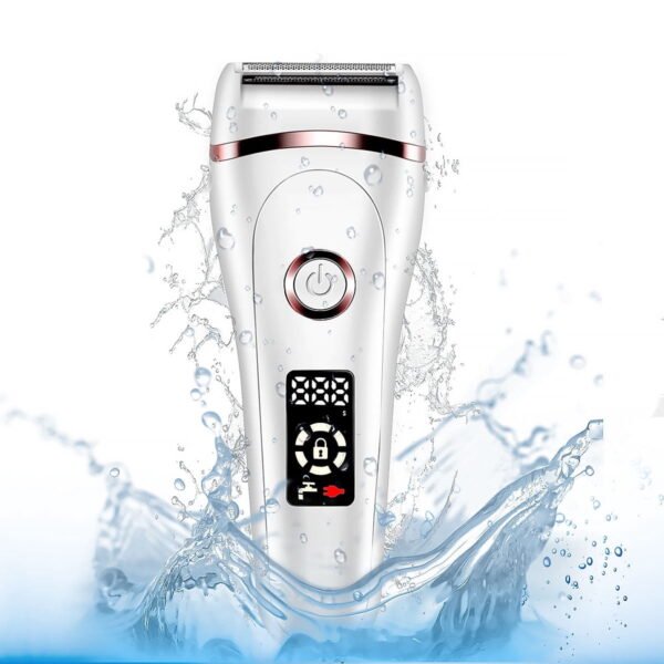 RNKR Women's Electric Razor - 3-in-1 Rechargeable Shaver for Face/Legs/Bikini, Wet&Dry Painless Hair Remover, IPX7 Waterproof, LED Display, USB Charging, White