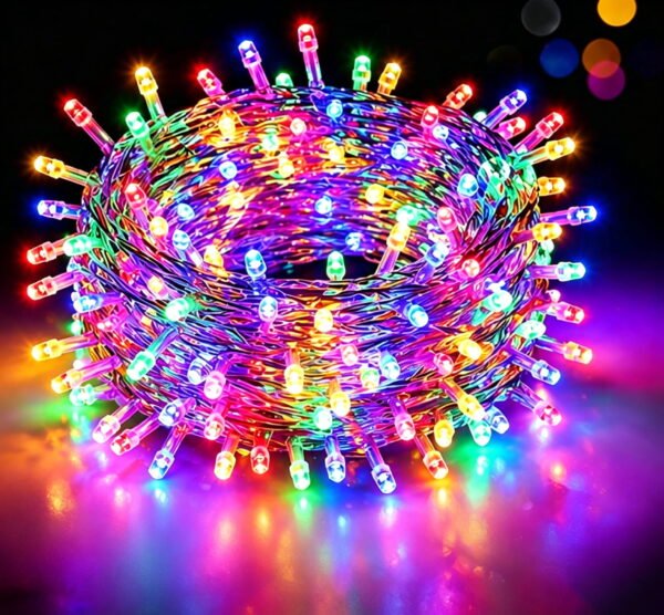 RNKR 33Ft 100LED Multicolor Christmas Lights Plug in,Connectable, 8 Modes String Lightsfor Tree Party Bedroom Garden Decor (Clear Wire)