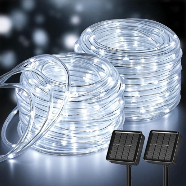 RNKR 2 Packs 33ft 100 LED String Lights, 8 Modes Fairy Lights, IP44 Waterproof Flexible Clear Tube Design, for Garden, Patio, Yard, Fence and Holiday Decor