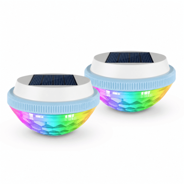 RNKR 2 Pack Solar Floating Pool Lights, RGB Color Changing Water Floating LED Lights, Waterproof Solar Powered Ambiance Lamps for Pool, Pond, Garden