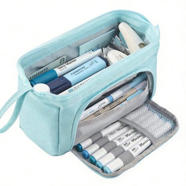 RNKR Pencil Case, Large Capacity Pencil Pouch Handheld Pen Bag for Teens and Adults, School Supplies, Blue