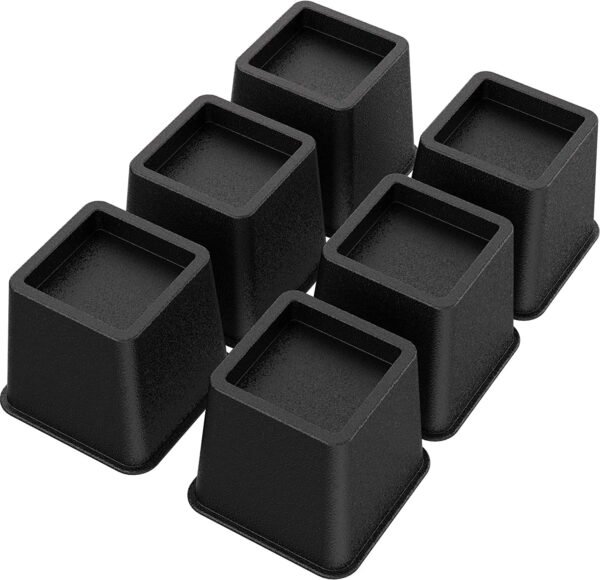 BED-RISER-3IN-GG1 TiokMc 6 Pack Bed Furniture Risers, Stackable Bed Lifts in Heights of 3 inch, Heavy Duty Furniture Risers for Bed, Couch, Desk, Sofa, Chair, Table Legs Extenders