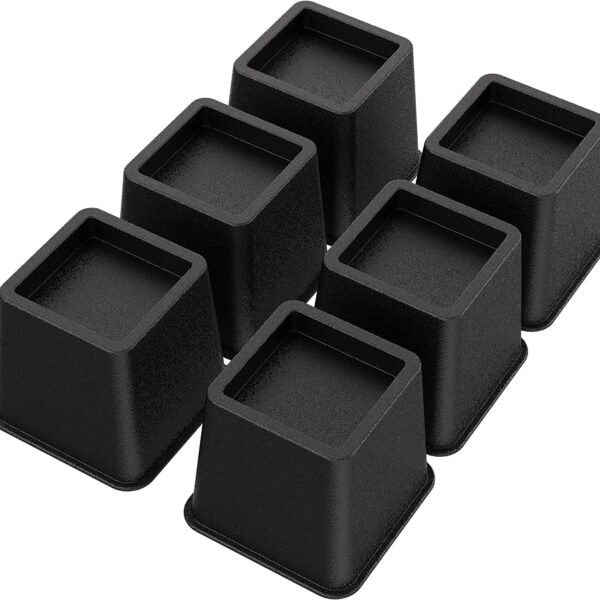 TiokMc 6 Pack Bed Furniture Risers, Stackable Bed Lifts in Heights of 3 inch, Heavy Duty Furniture Risers for Bed, Couch, Desk, Sofa, Chair, Table Legs Extenders