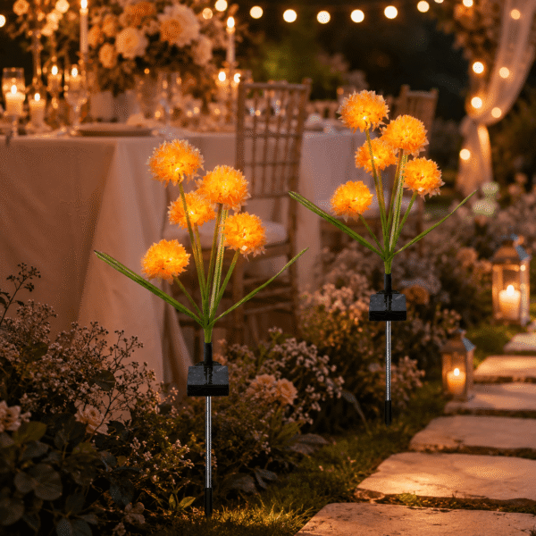 RNKR 2 Pack Solar Hydrangea Flower Lights, Warm White LED IP65 Waterproof Landscape Lighting for Yard Lawn Patio Pathway Garden Wedding Party Decor