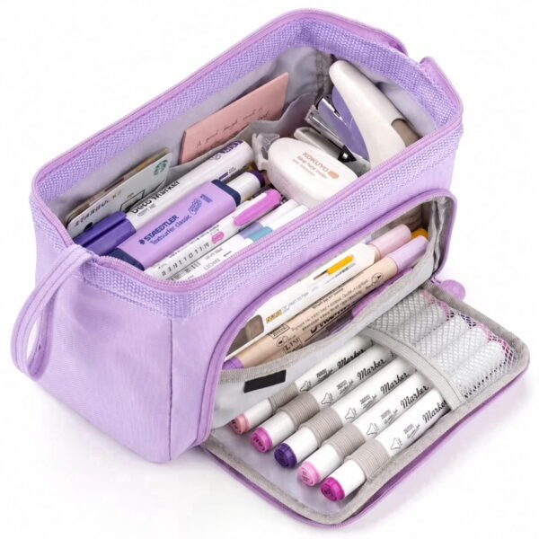 RNKR Pencil Case, Large Capacity Pencil Pouch Handheld Pen Bag for Teens and Adults, School Supplies, Purple