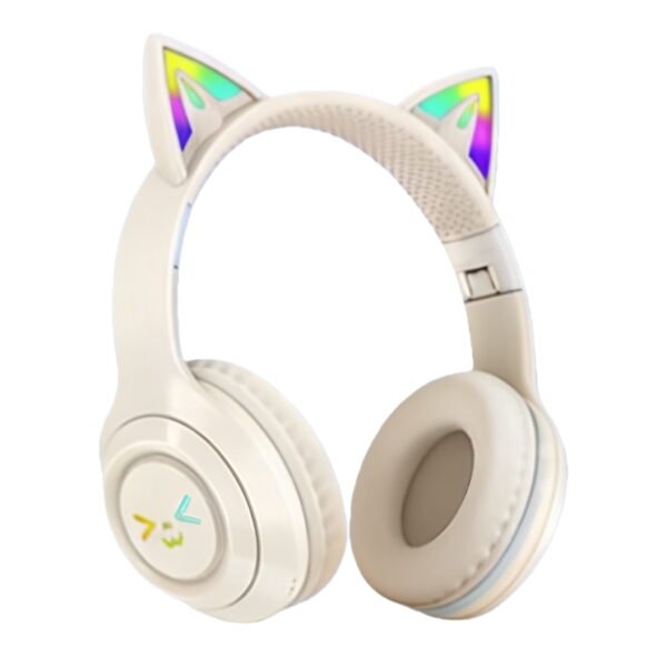 RNKR Kids Headphones Cat Ears,Kid Wireless Headphones For Study | Gradient Color Headphones With Microphone And LED Light For Home, School