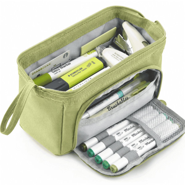 RNKR Pencil Case, Large Capacity Pencil Pouch Handheld Pen Bag for Teens and Adults, School Supplies, Green