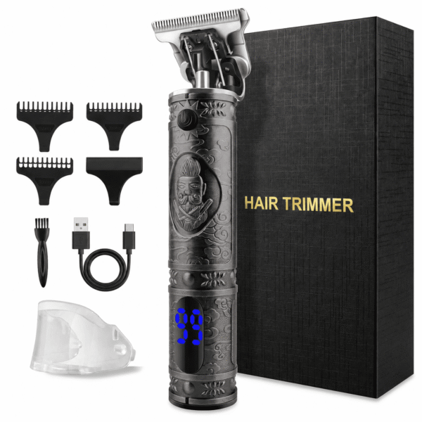 RNKR Cordless Hair Clipper for Men, T-Blade Trimmer w/ 3 Combs, 180min Runtime, USB Fast Charge, Low Noise - Silver
