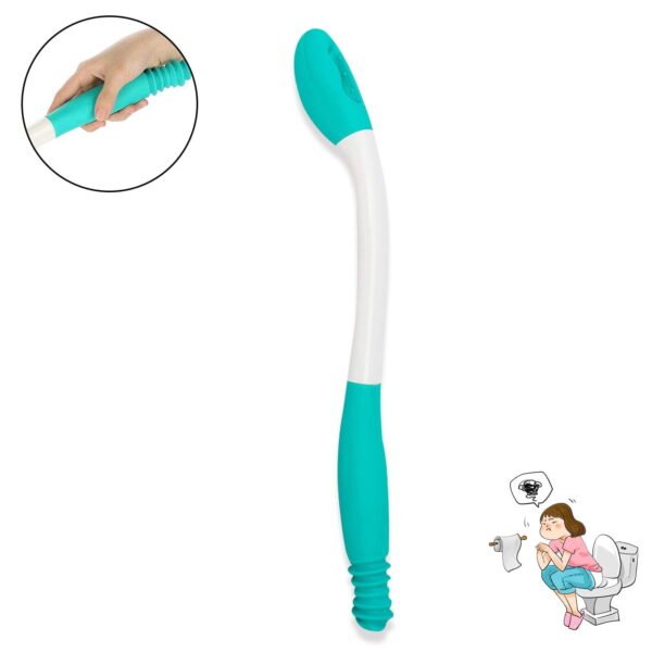 TiokMc 15.7" Self Wiping Toilet Wand for Limited Mobility, Long Reach Bathroom Hygiene Tool with Cushioned Grip for Easy and Independent Wiping