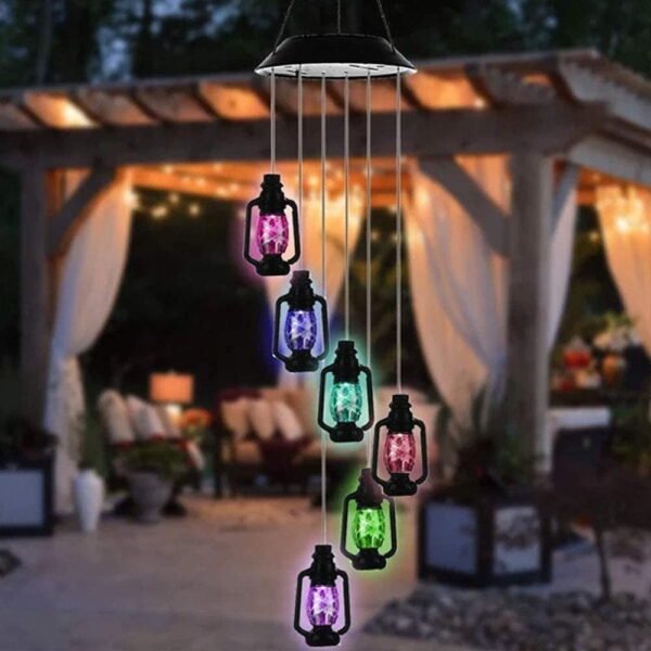 TiokMc Solar Lanterns Wind Chimes - Color Changing LED Outdoor Hanging Patio Light