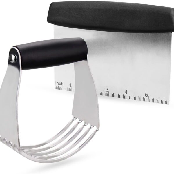 Dough Blender Stainless Steel Pastry Cutter Set - Multipurpose Bench Scraper - Great as Dough Cutter for Pastry Butter and Pizza Dough - Smooth Baking Dough Tools