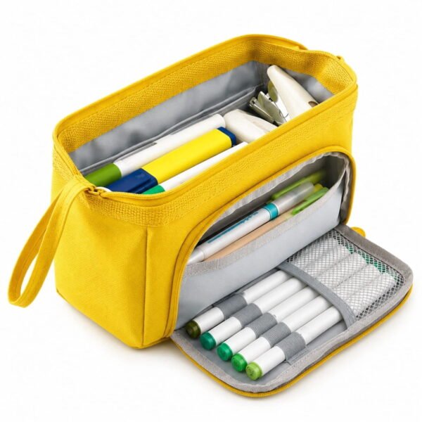RNKR Pencil Case, Large Capacity Pencil Pouch Handheld Pen Bag for Teens and Adults, School Supplies, Yellow