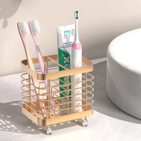 RNKR Toothbrush Holders for Bathroom, Stainless Steel Electric Toothbrush Holder Wall Mounted, Shower Toothbrush Toothpaste Holder, Bathroom Organizer Essentials, 2 Slots, Rose Gold