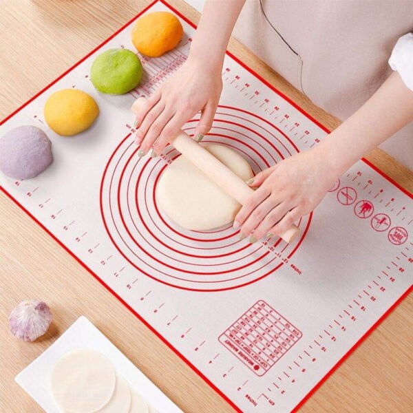 TiokMc 2-Pack Large Silicone Pastry Mats 16 x 24 Inches, Non-Slip Baking & Dough Rolling Mats with Measurement Guide, Oven, Microwave, Freezer Safe, Red