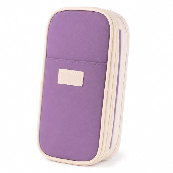 RNKR Large Capacity Pencil Case, 2 Compartment Pouch Pen Bag for Adults Teen College, Zipper Pouch Office Supplies Stationery, Purple