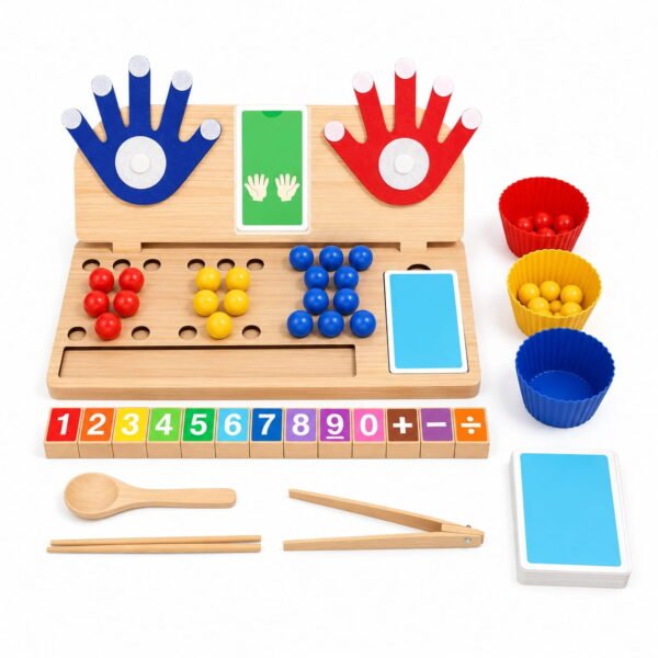 RNKR Montessori Wooden Math Toy for Toddlers, Counting & Number Learning Board with Fine Motor Activities for Kids Ages 3+