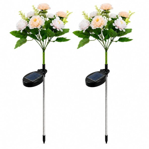 Solar Garden Lights Outdoor Decor, Solar Flowers Decorative Lights, Cemetery Decorations for Grave, Color Changing Waterproof Solar Lights for Outside Yard, Patio, Decor, Gifts Hibiscus