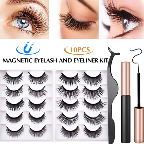 Magnetic Eyelashes with Eyeliner Kit - Natural Short Magnetic False Lashes, Easy to Wear