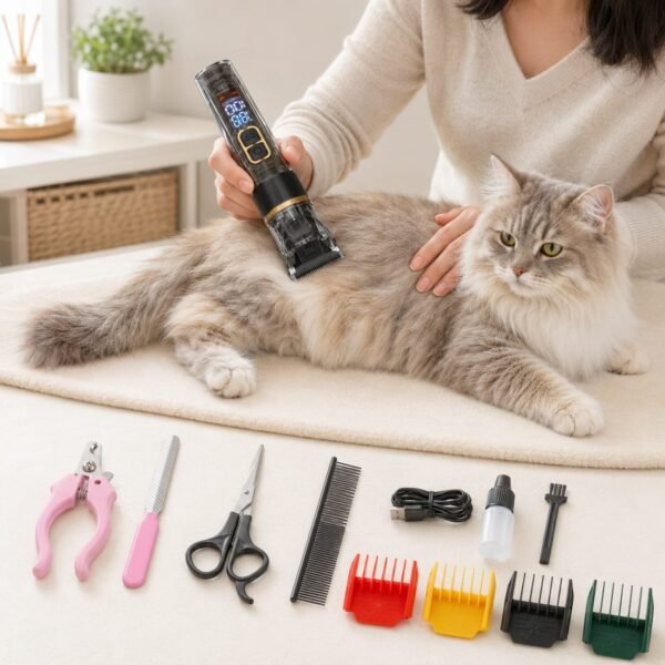 q RNKR Cordless Pet Clippers for Dogs & Cats, with LED Display, Adjustable Blades, Low Noise for Home Pet Hair Remover