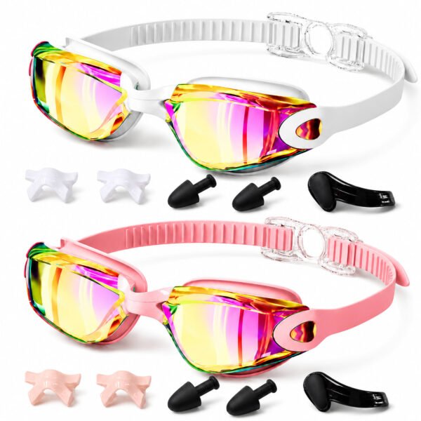 drilldown (4) RNKR 2 Pack Swimming Goggles, Anti-Fog Waterproof Swim Glasses with UV Protection, HD Clear Lens, Soft Silicone Seal and Adjustable Strap for Youth Adults