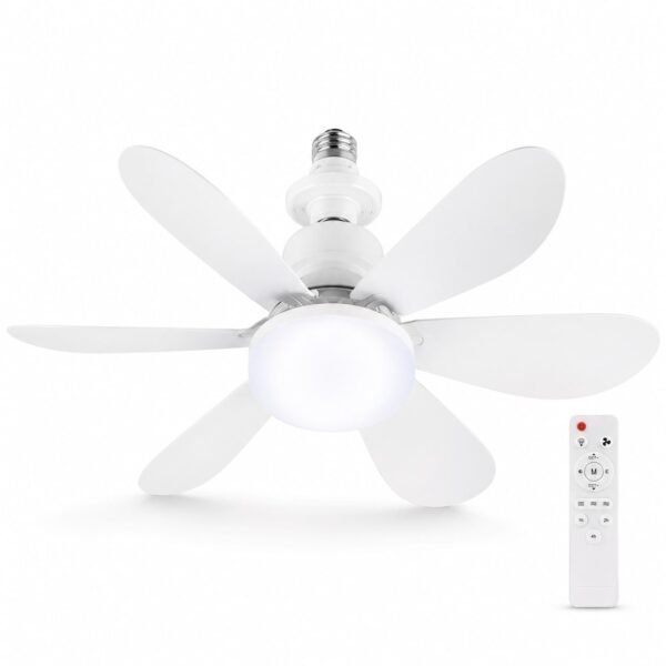 drilldown RNKR 20 Inch Socket Ceiling Fan with LED Light, Remote Control Flush Mount Ceiling Fan, Dimmable 3-Color Lighting, 3-Speed Quiet Fan for Bedroom, Living Room, Kitchen, Office